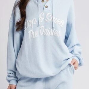 Nordstrom Light Blue Ribbed Collar Top